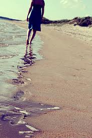 Woman alone walking on Beach